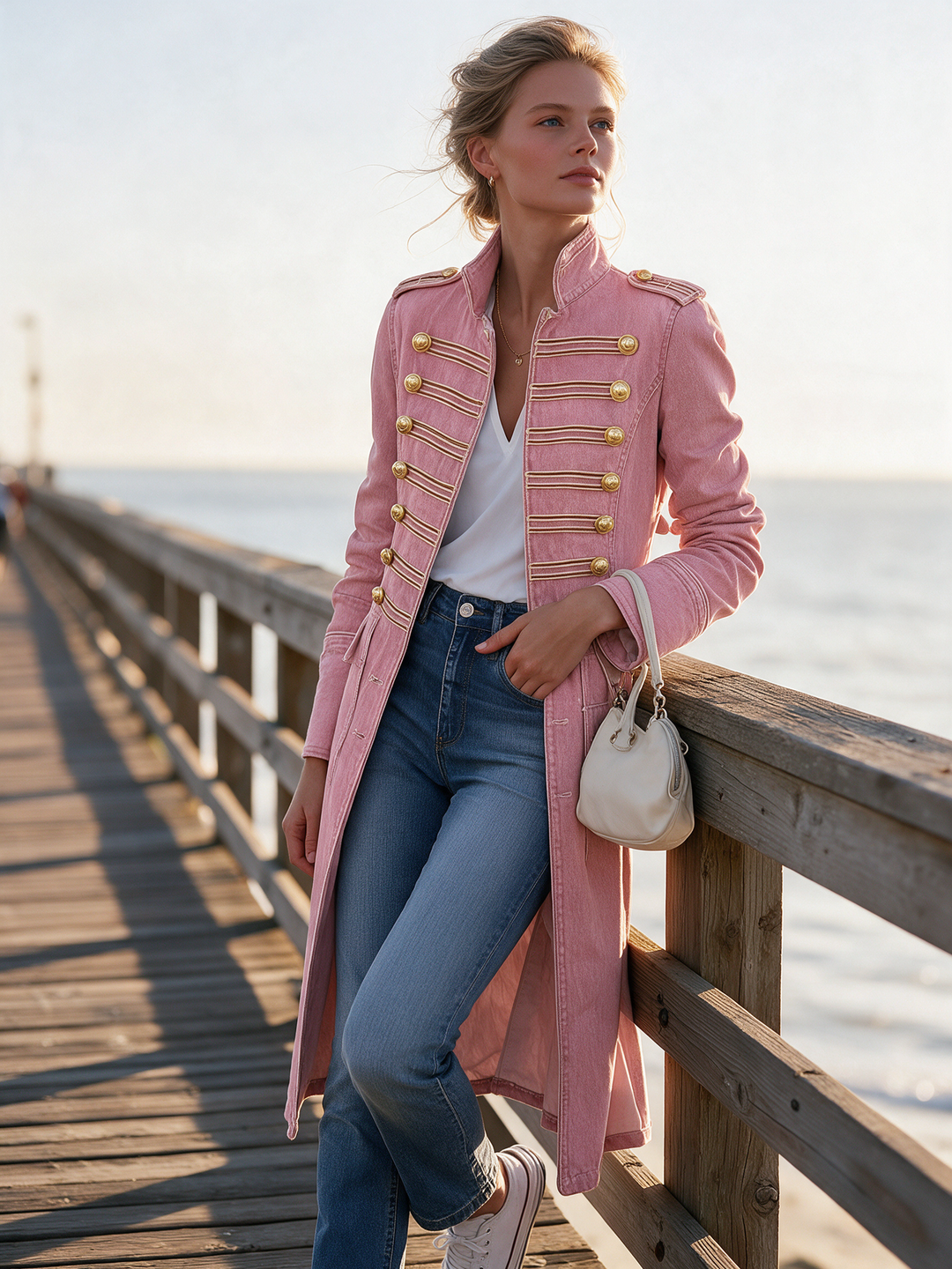 Latia - Cappotto a Maniche Lunghe Con Collo Alto