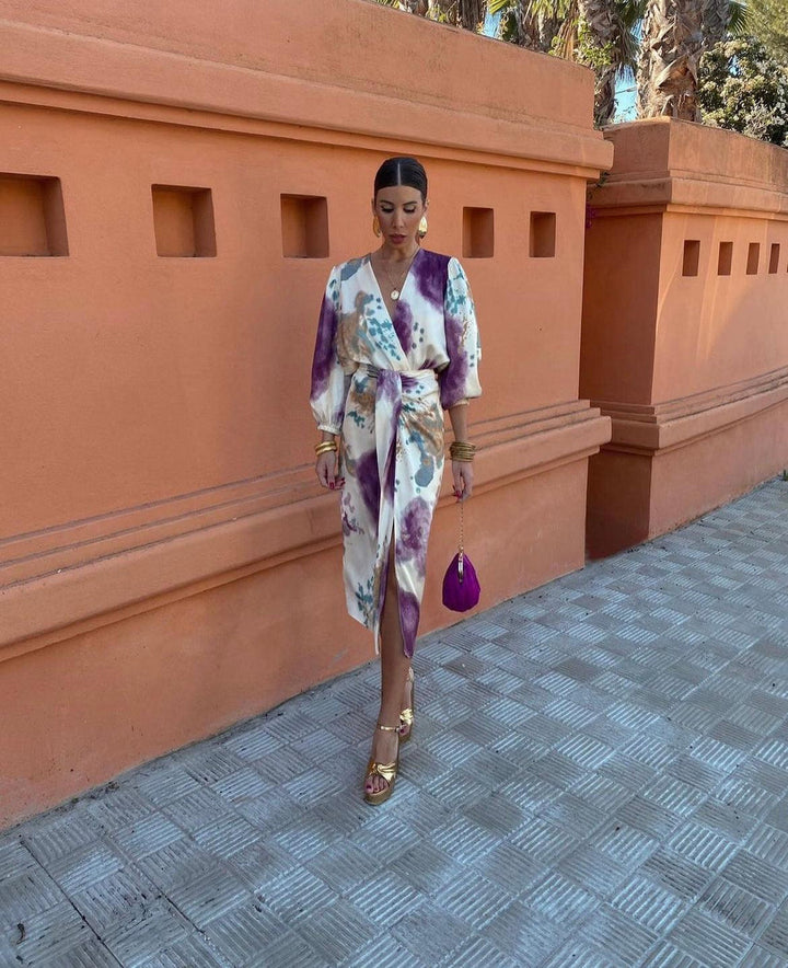 Goizane - Elegante Abito Floreale Con Scollo a V