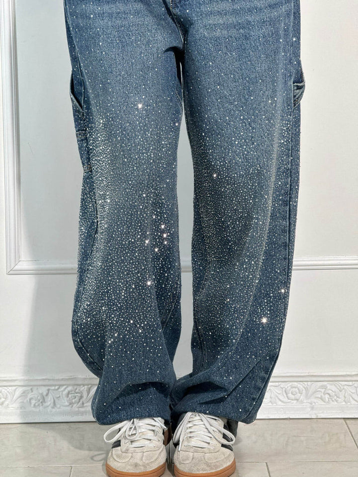 Zella - Jeans Comodi con Strass Luccicanti