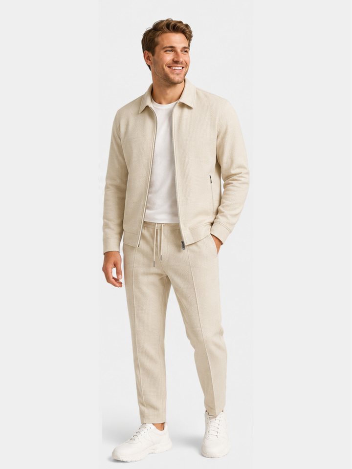 Tobiana - Set Composto Da Giacca Con ZIP a Trama Lavorata E Pantaloni Con Coulisse