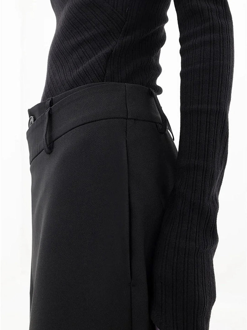 Nela - Pantaloni Sartoriali a Vita Alta Con Fondo Asimmetrico