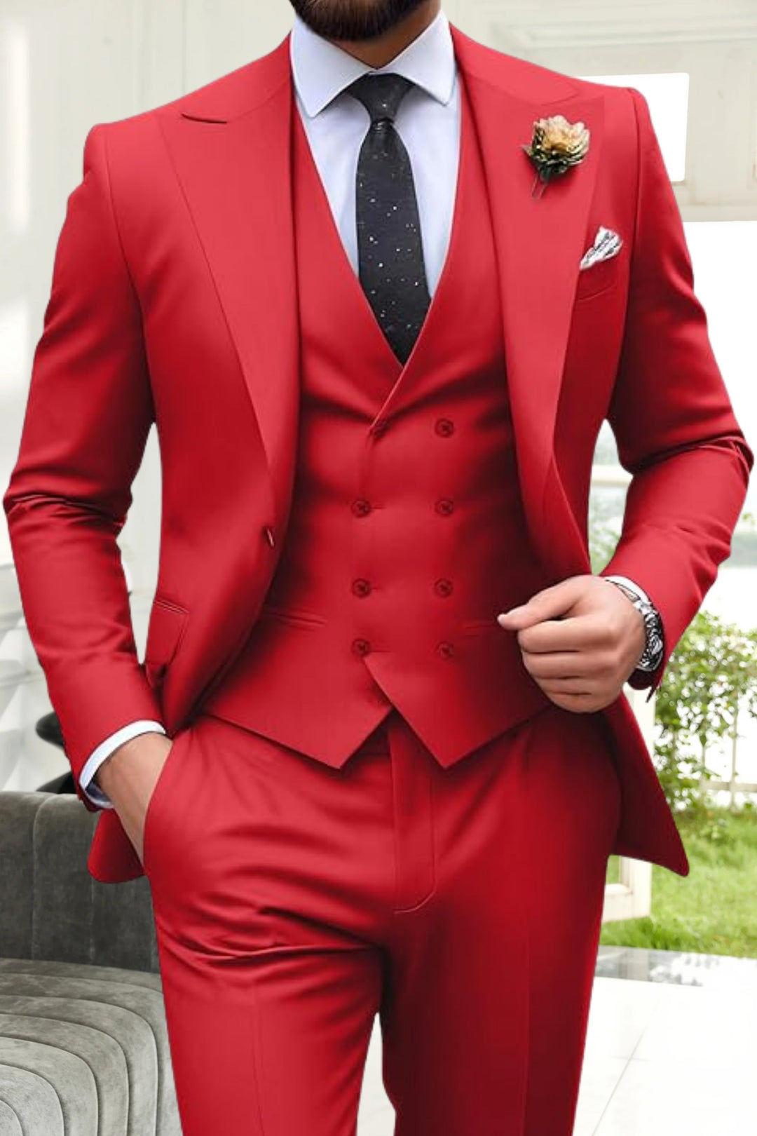 Gremist - Abiti a Tre Pezzi Slim Fit Con Revers a Lancia