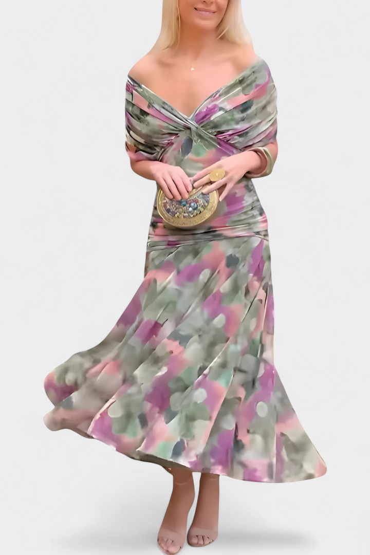 Rawan - Abito Lungo Con Spalle Scoperte In Chiffon
