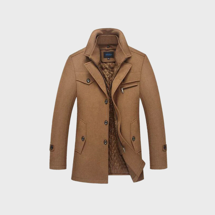 Sabron - Cappotto Trapuntato In Lana Con Zip Frontale