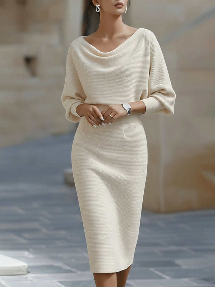 Amyy - Elegante Abito Midi a Maniche Lunghe
