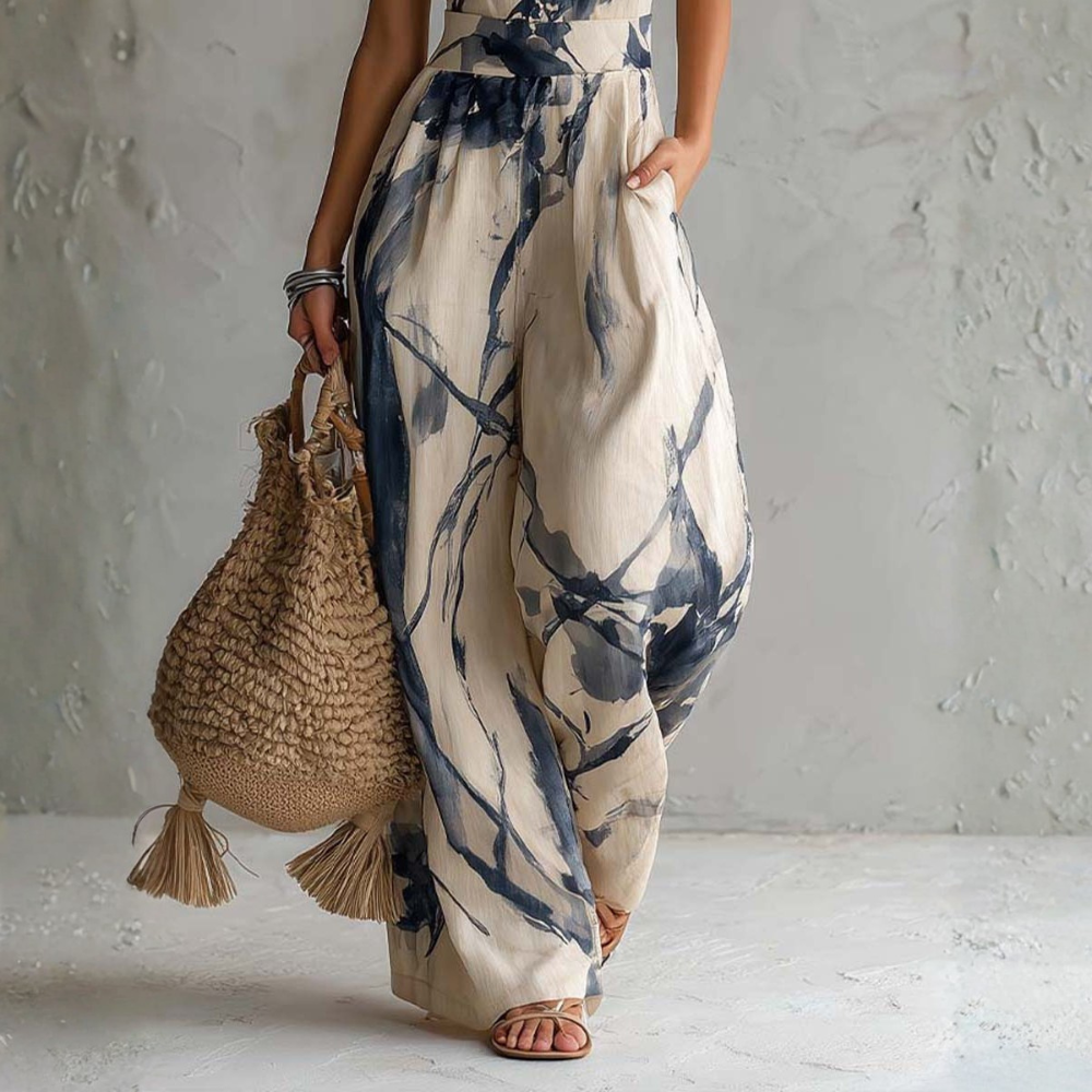 Symia - Tuta Elegante Con Stampa Artistica