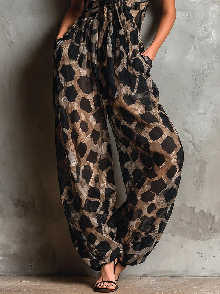 Apophia - Tuta Con Stampa Animalier E Scollo All’americana