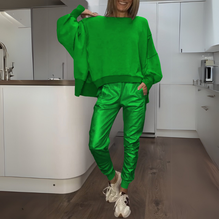 Tomasa - Set Maglione e Joggers in Raso