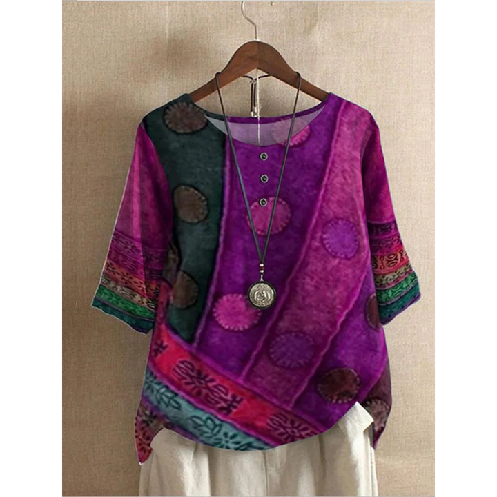 Valarie - Comodo Top Colorato Con Mezze Maniche