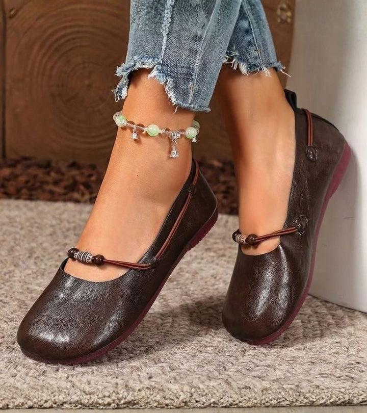 Denissa - Ballerine Con Punta Quadrata e Cinturino Decorato con Perline