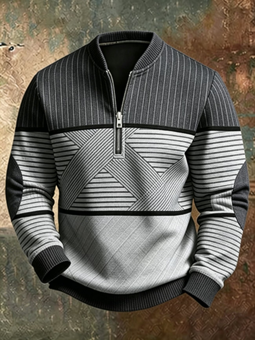 Erkebulan - Long Sleeve Sweater With Half Zipper