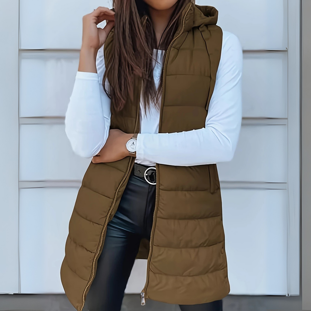 Maurina - Gilet Puffer Lungo Senza Maniche Casual