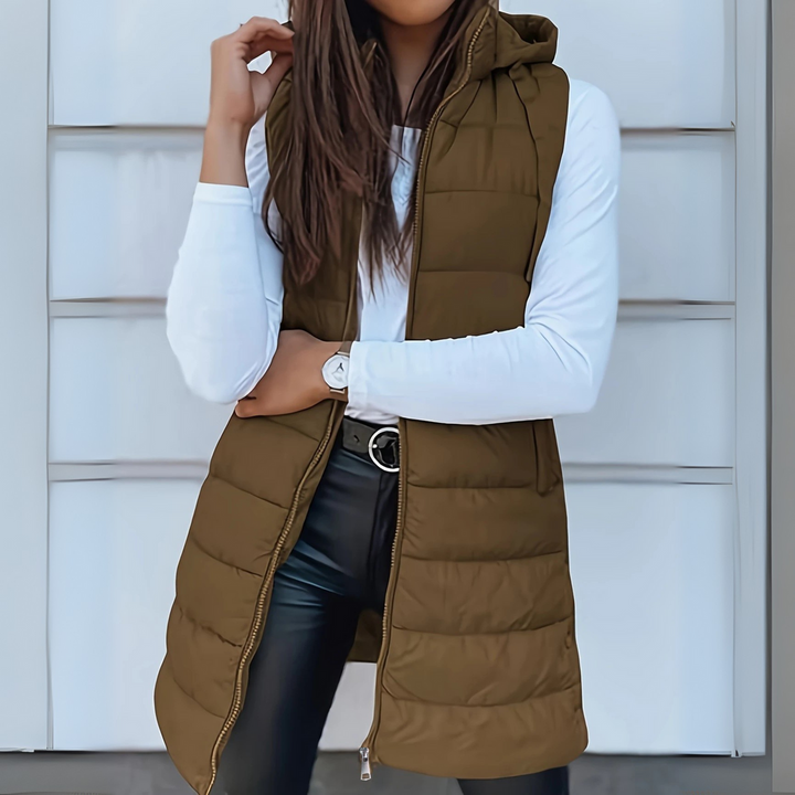 Maurina - Gilet Puffer Lungo Senza Maniche Casual