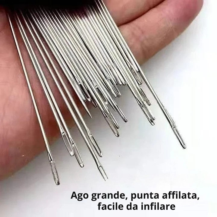 StitchPro - Set Di Aghi Da Cucito In Acciaio Con Cruna Larga
