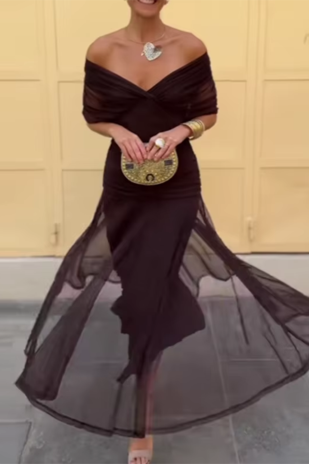 Nefeli - Elegante Abito Lungo Da Sera Con Scollo a V