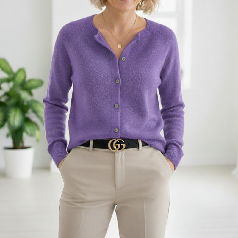 Katarzyna - Comodo Maglione in Cashmere Con Bottoni