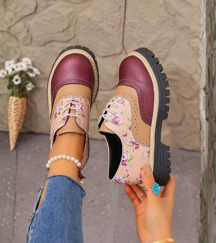 Kiela - Scarpe Oxford a Motivi Floreali Con Suola a Tasselli Spessi