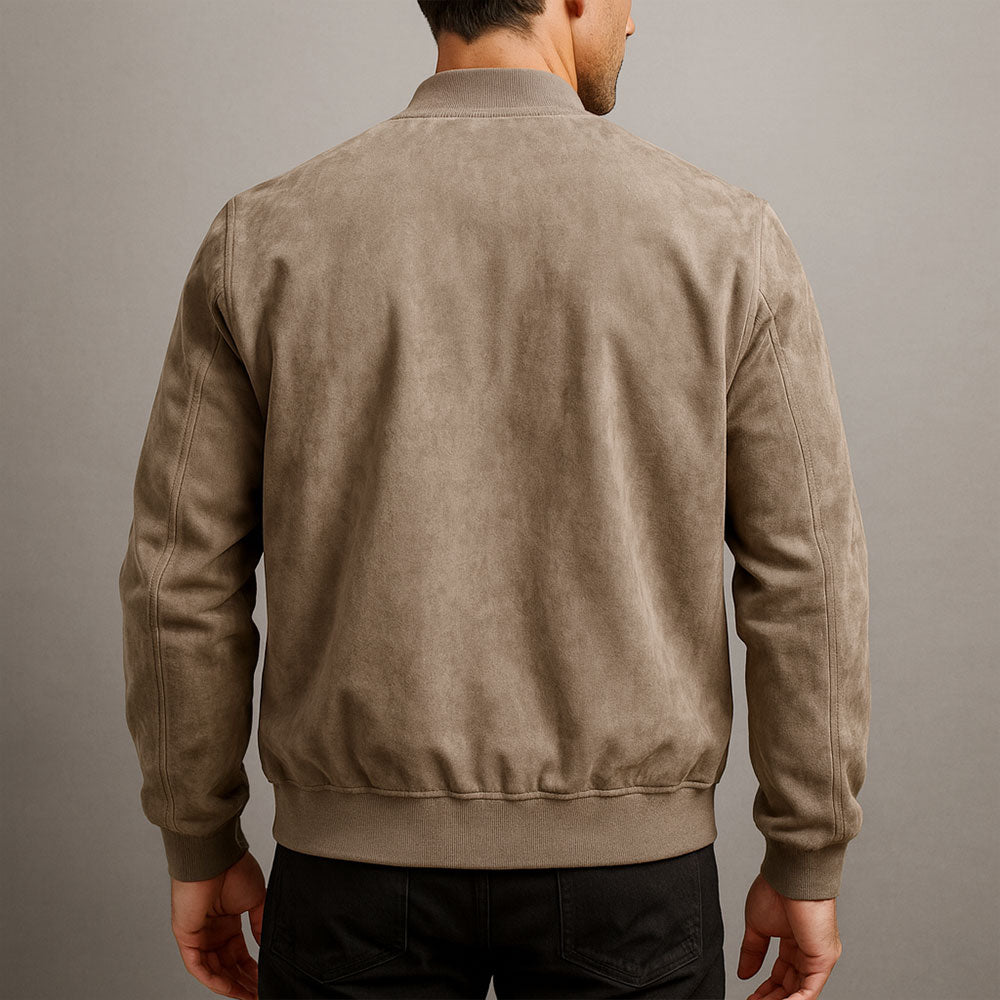 Laamin - Giacca Bomber Classica in Pelle Scamosciata