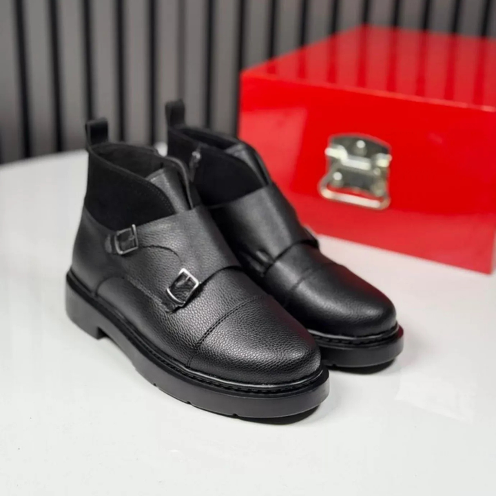 Abner - Stivali in Pelle Con Cinturino Fibbia Monk