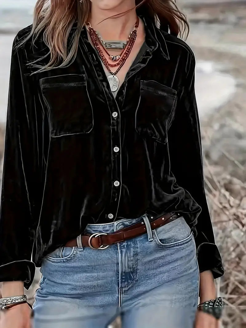 Geanie - Camicia a Maniche Lunghe Con Tasche Frontali