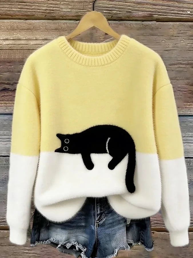 Zaidia – Maglione Lavorato a Maglia Con Grazioso Gatto