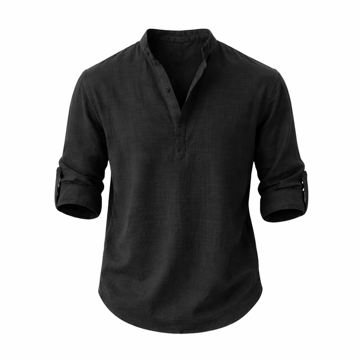 Galeazzo - Camicia In Cotone e Lino a Maniche Lunghe