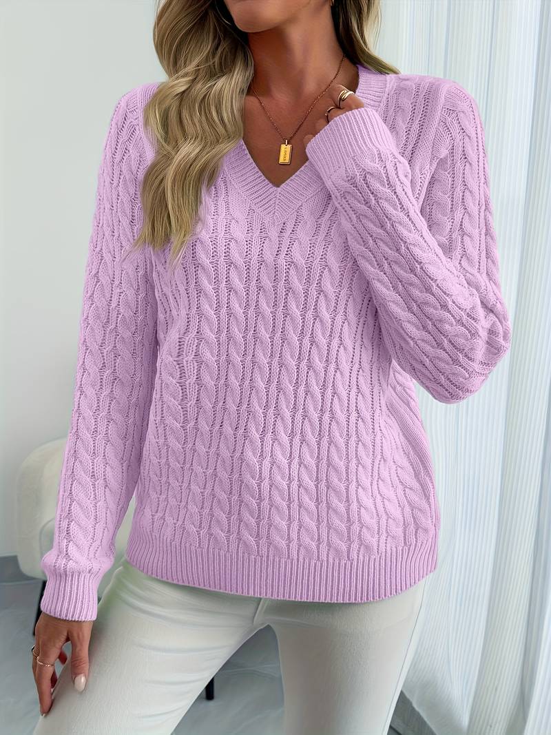 Zivah - Elegante Maglione a Coste Con Scollo a V