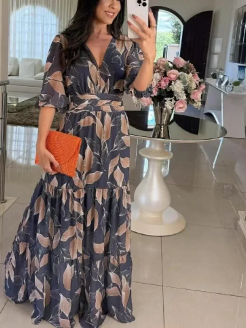 Lella - Elegante Abito Lungo Floreale
