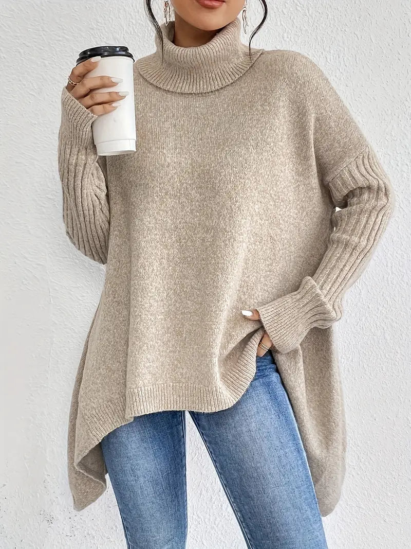Laora - Maglione Casuale a Maniche Lunghe Con Collo Alto