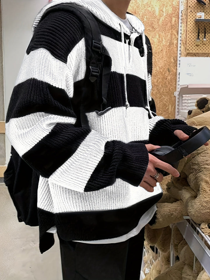 Tenzin - Felpa Oversize Con Cappuccio In Maglia a Righe