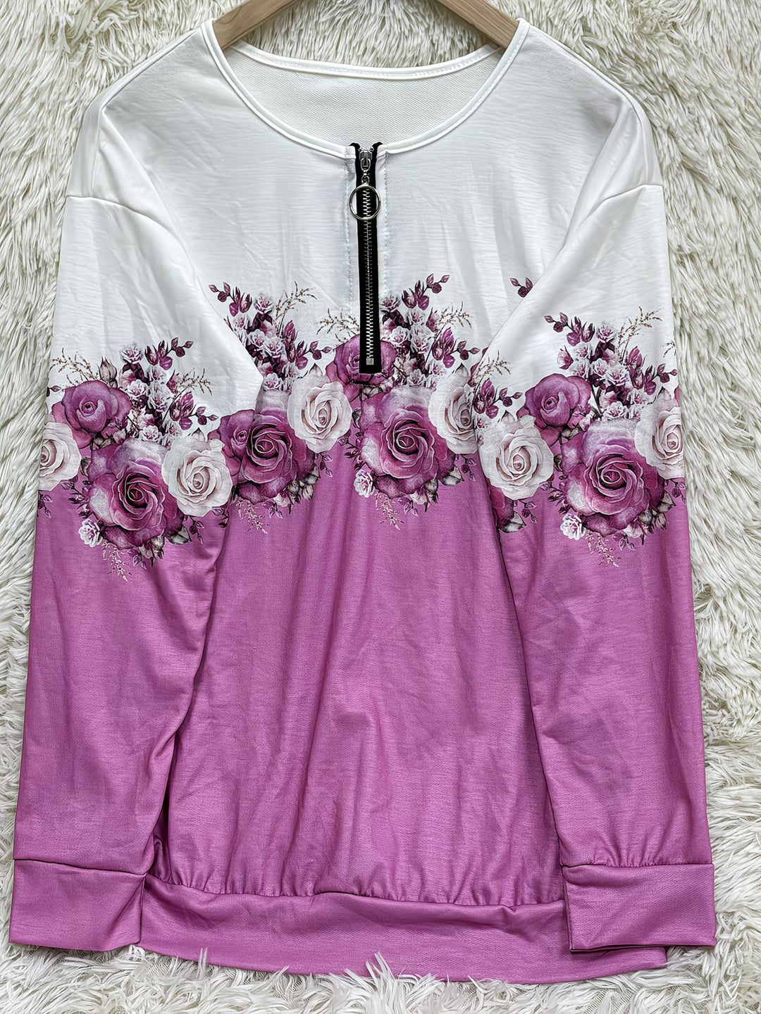 Shlomina - Felpa Con Mezza Zip e Stampa Rosa