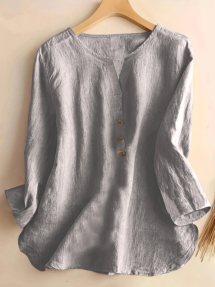 Mykaela - Camicetta Casuale In Cotone E Lino