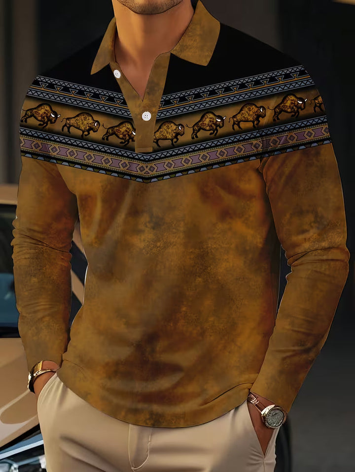 Tamas - Polo Casual Vintage Con Stampa 3D a Colori