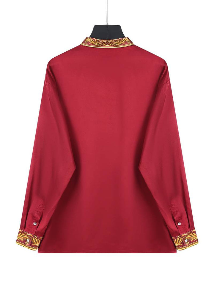 Vygantas - Elegante Camicia a Maniche Lunghe Con Patchwork