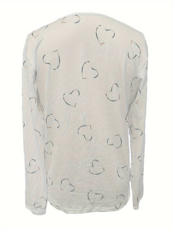 Romisha - Maglietta Con Stampa a Cuori e zip