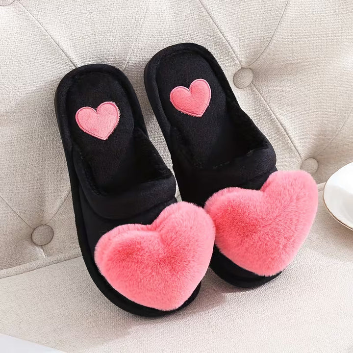 Zeliha - Pantofole a Forma Di Cuore in Peluche Con Suola Antiscivolo