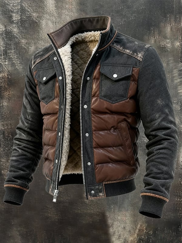 Esposito - Giacca Outdoor Trapuntata Patchwork Retrò Con Cerniera