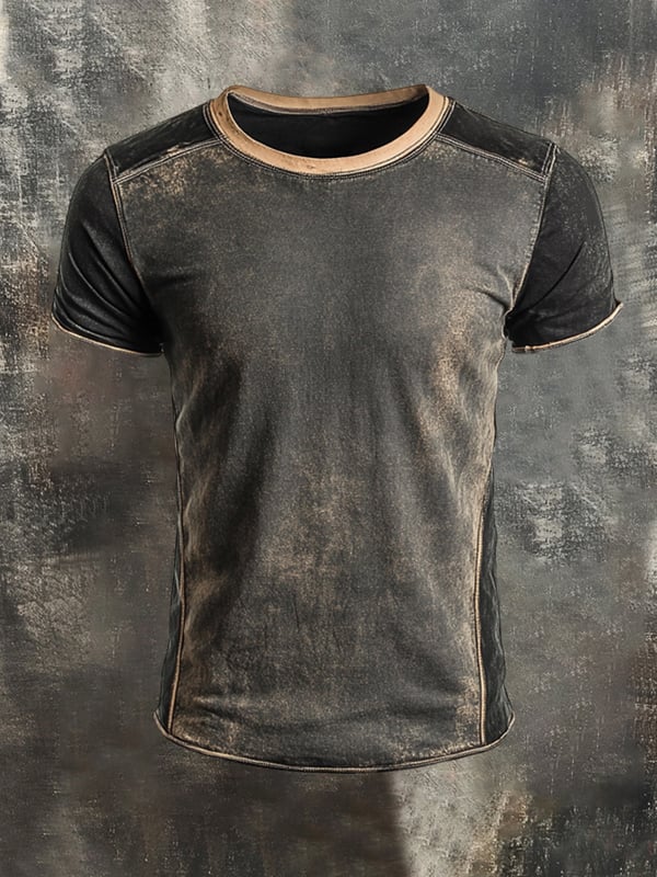 Top Henley con design color block retrò da uomo