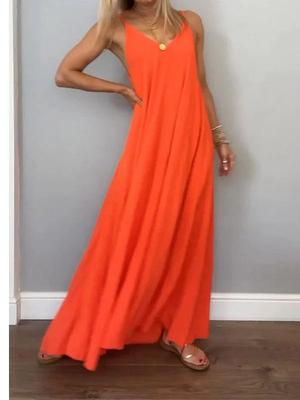 Jolanta - Elegante Cotone e Lino Scollo a V Abito