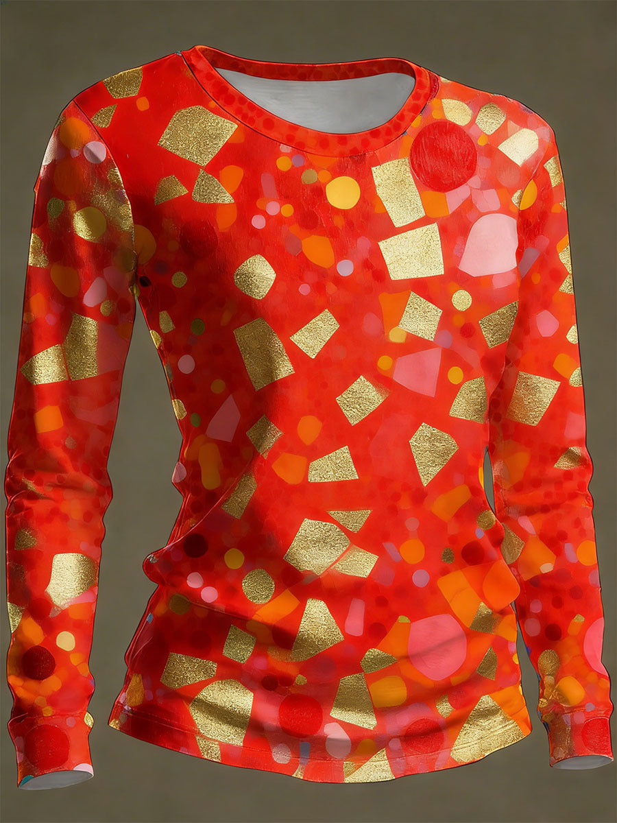 Anissa - Top a Maniche Lunghe Con Stampa Geometrica