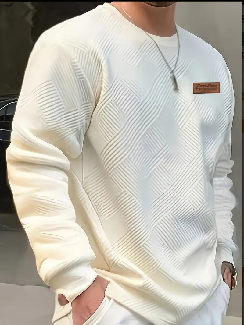 Malinga - Felpa Casual Con Motivo Geometrico e Maniche Lunghe