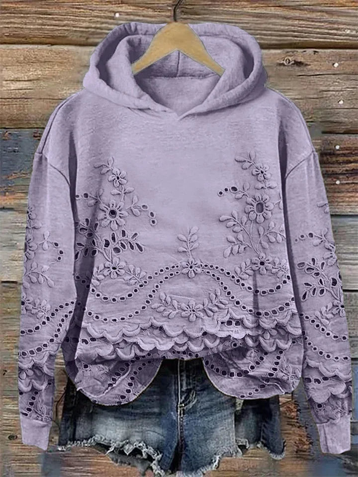 Leenja - Felpa Con Cappuccio Casual a Trama Floreale