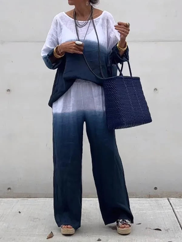 Raminta - Elegante Set Composto Da Due Pezzi in Cotone e Lino