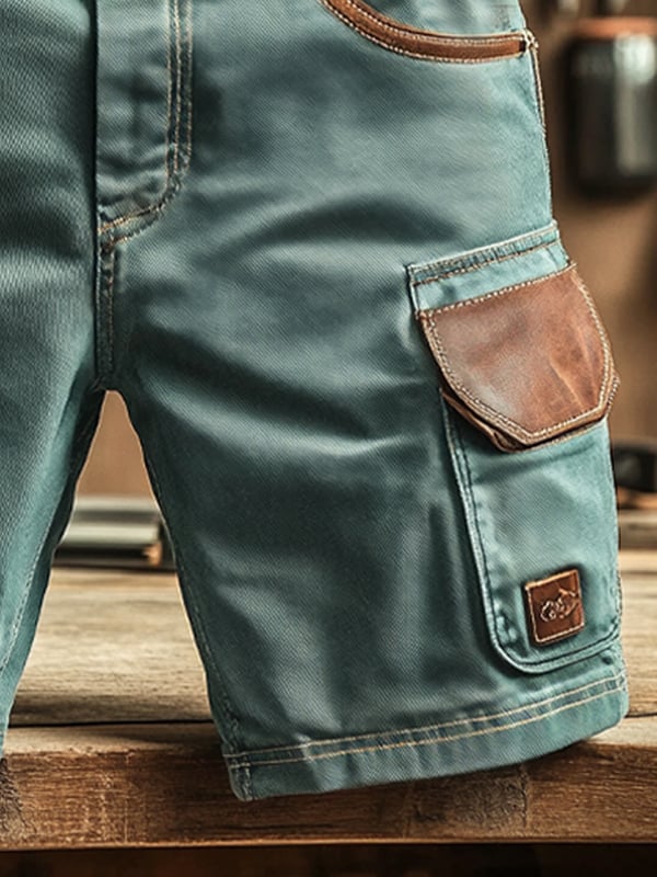Pantaloncini Cargo Da Uomo In Stile Vintage Con Tasche e Cuciture Funzionali (Con Cintura)