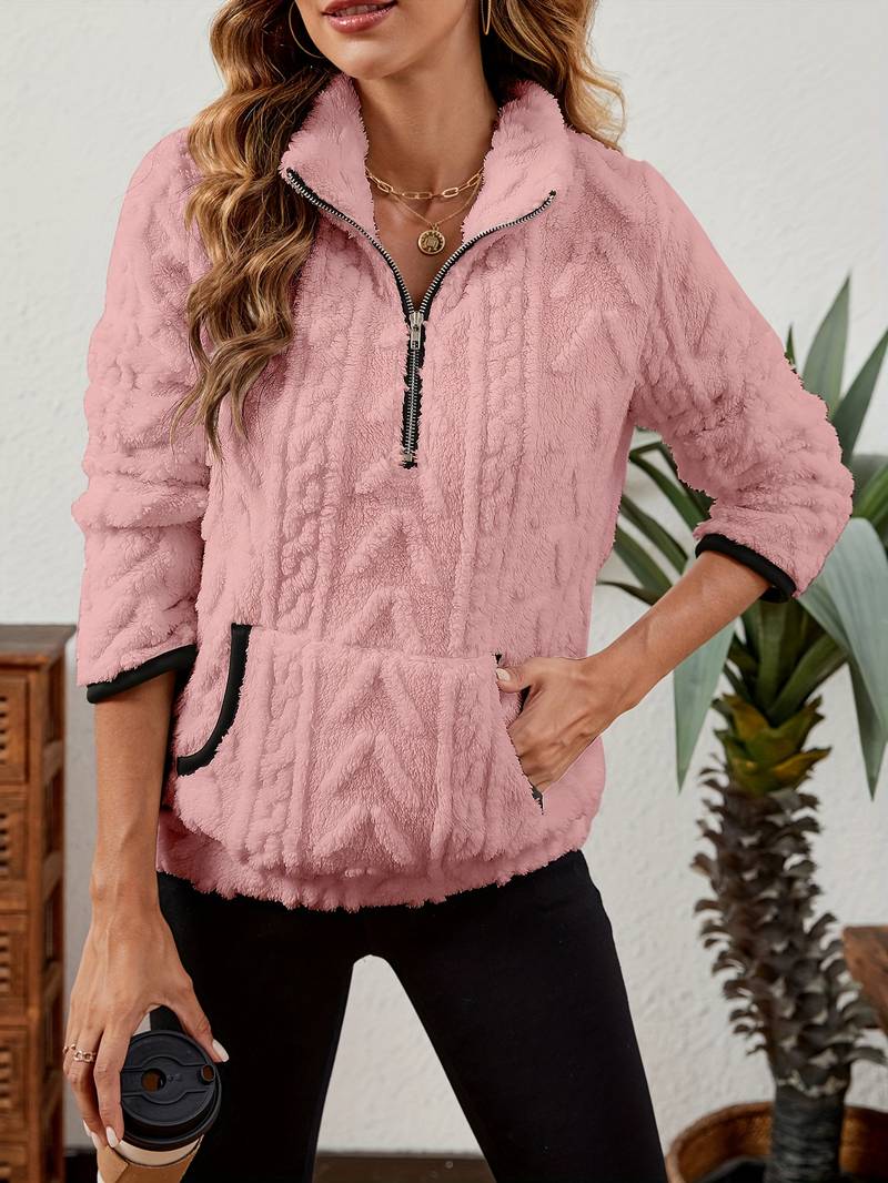 Naama - Maglione Elegante Con Mezza Zip e Tasca