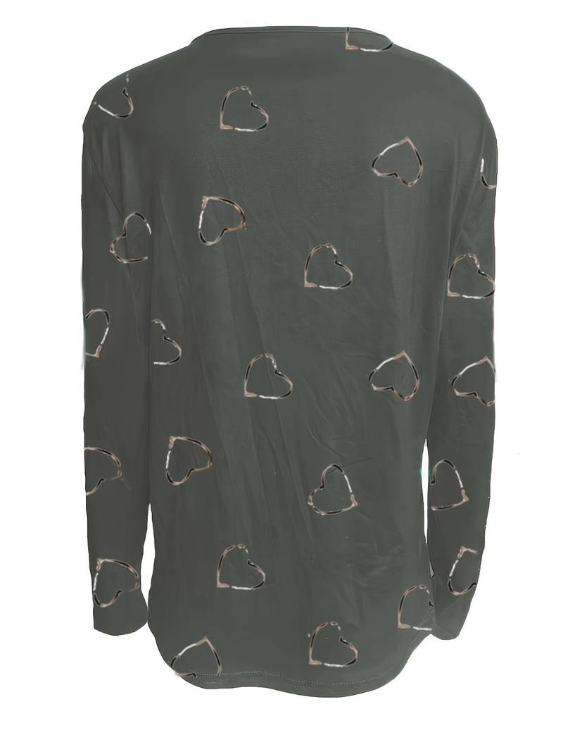 Romisha - Maglietta Con Stampa a Cuori e zip
