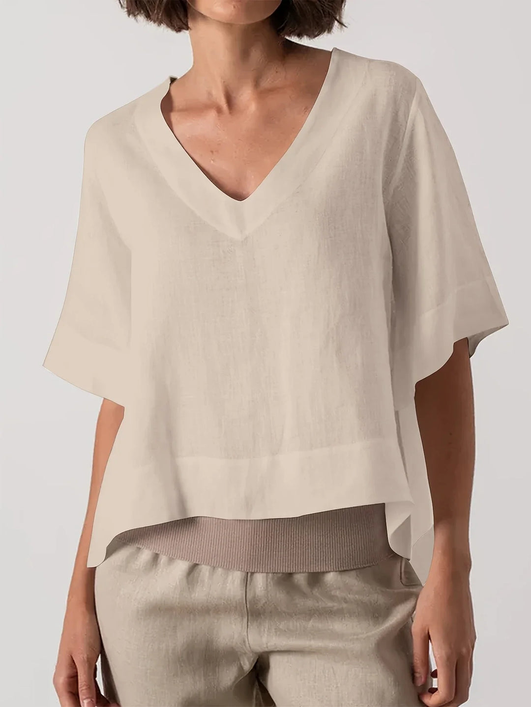 Mattea - Casual Vestibilità Ampia Top Con Scollo a V