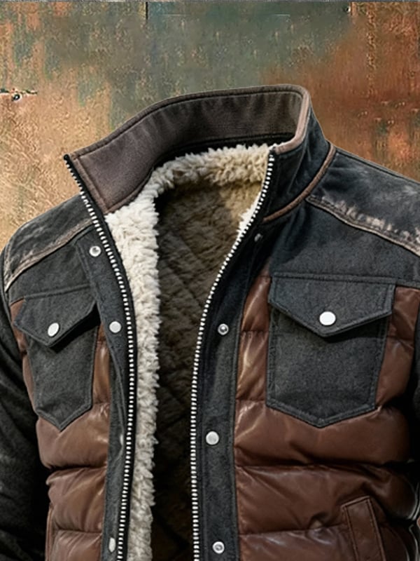 Esposito - Giacca Outdoor Trapuntata Patchwork Retrò Con Cerniera