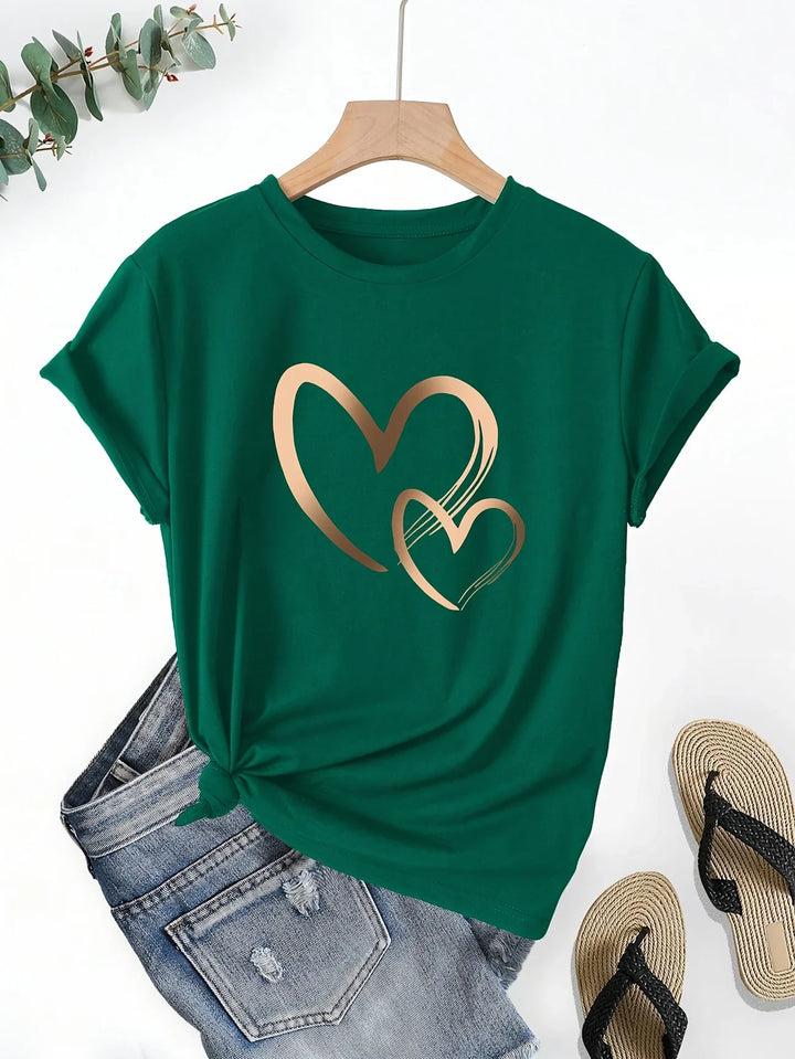 Larson - Casual Manica Corta Maglietta Con Stampa Cuore