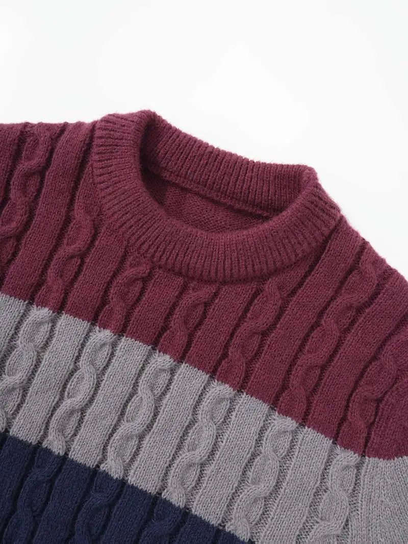 Watkins - Maglione Casual a Maniche Lunghe Lavorato a Maglia